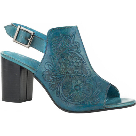 Roper Mika Floral Peep Toe Shootie Womens Blue Casual Sandals 09-021-0946-2444