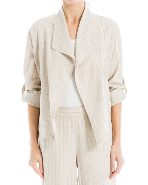 Max Studio Drape Front Linen-Blend Jacket Women's Xs