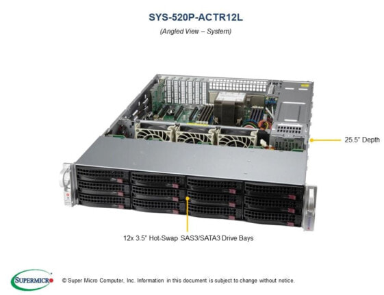 Supermicro SuperServer SSG-520P-ACTR12L - Barebone - Intel Sockel 4189 (Xeon Scalable)