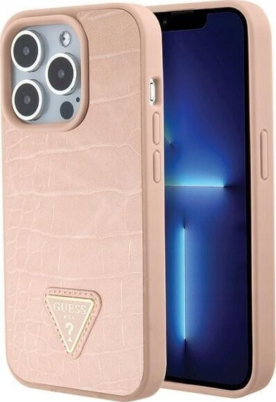 Guess Guess GUHCP15LPCRTHCP iPhone 15 Pro 6.1" pink/pink hardcase Croco Triangle Metal Logo