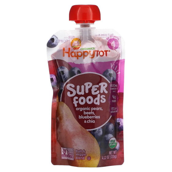 Happytot, Superfoods, 2+Years, Organic Pears, Beets & Blueberries & Chia, 4.22 oz (120 g)
