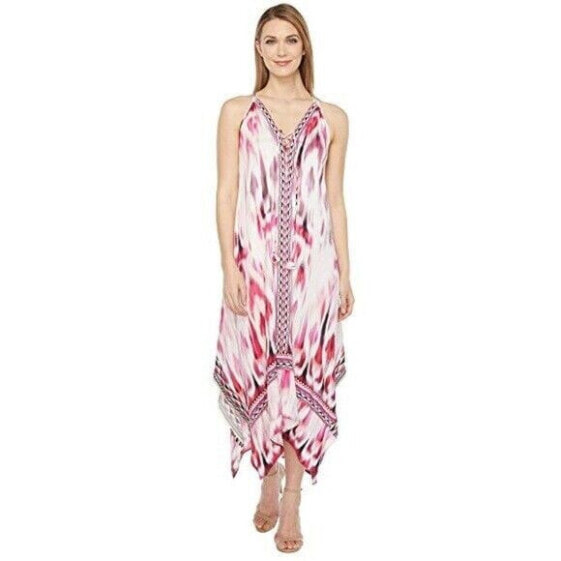 Hale Bob Women's 241008 Sun Streaked Rayon Stretch Satin Maxi Dress Size M