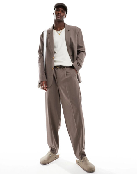 ASOS DESIGN oversized tapered suit trousers in mink