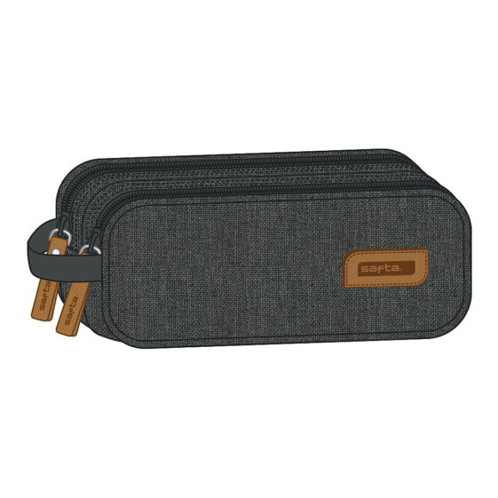 SAFTA Coal Double Pencil Case