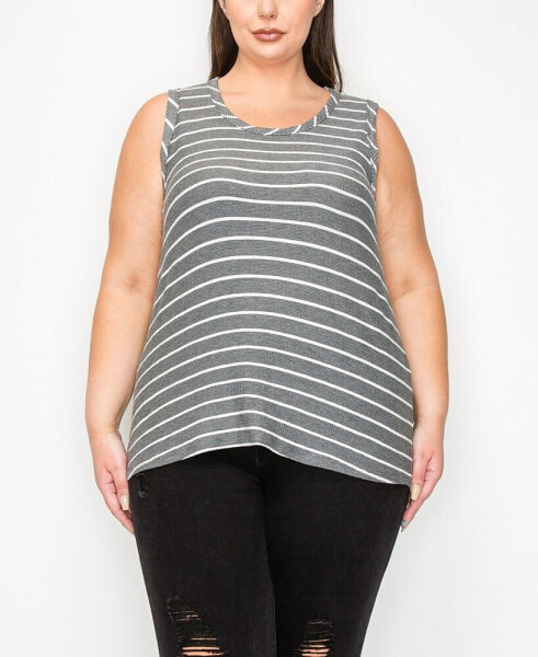 Plus Size Pointelle Stripe Tank Top