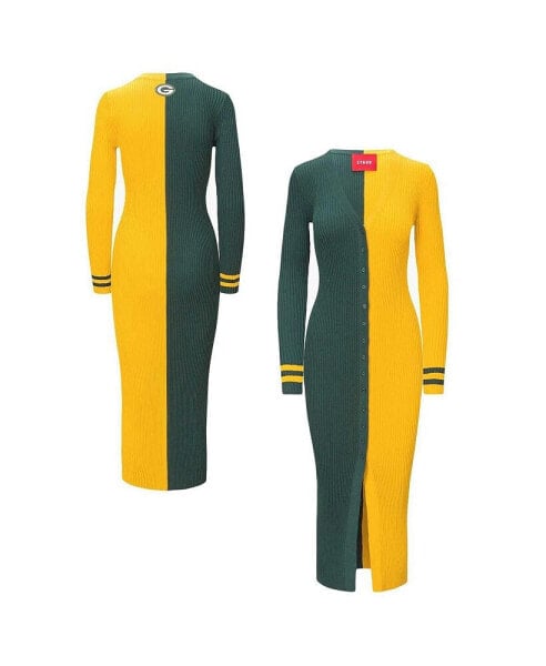 Платье STAUD Женское Green, Gold Green Bay Packers Shoko Knit Button-Up