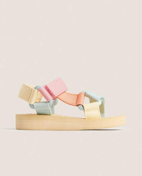 Multicoloured technical strappy sandals