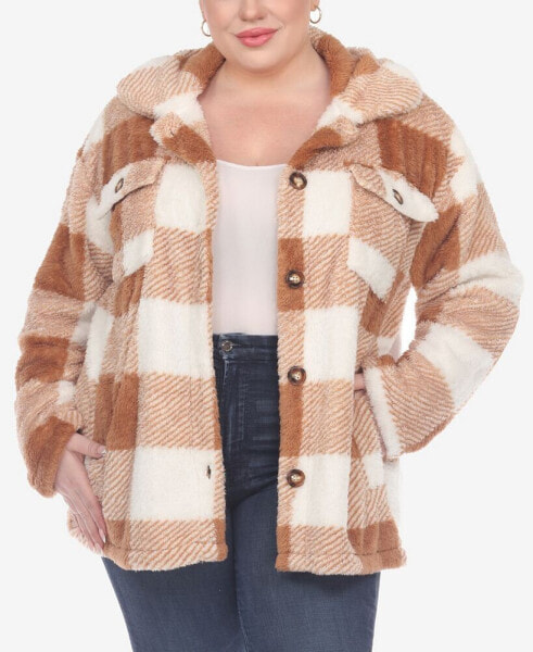 Plus Size Plaid Shacket Jacket