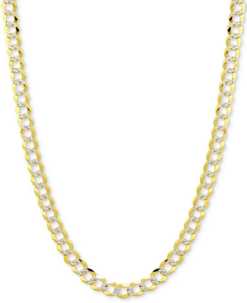 26" Two-Tone Open Curb Chain Necklace in Solid 14k Gold & White Gold