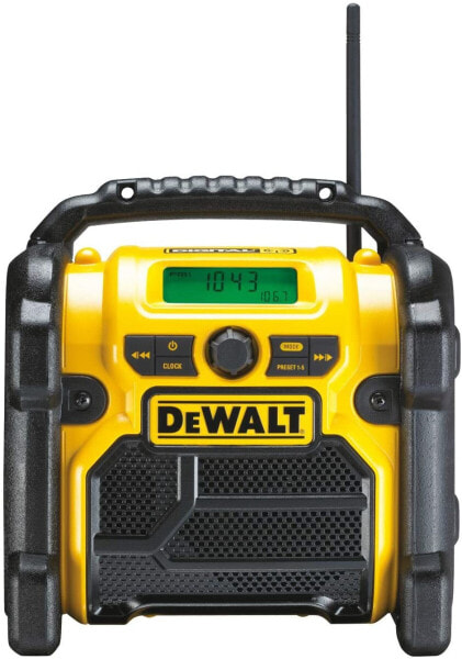 DeWalt DCR020 Battery and Mains Radio (DAB (DAB (+) FM Stereo FM Radio for 10.8 - 18V 3.5 mm Aux Input for External Device Playback Heavy Duty Housing 1.8 m Cable)