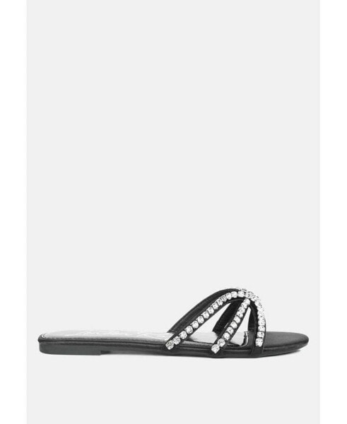 Women's Mezzie Diamante Embellished Flat Sandals