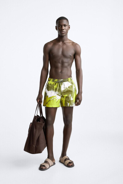 ABSTRACT PRINT REGULAR SWIMMING TRUNKS