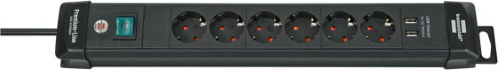 Brennenstuhl 1951160602 - 3 m - 6 AC outlet(s) - Indoor - Managed - IP20 - Black