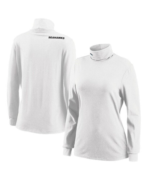 Women's White Seattle Seahawks Long Sleeve Tri-Blend Turtleneck T-shirt