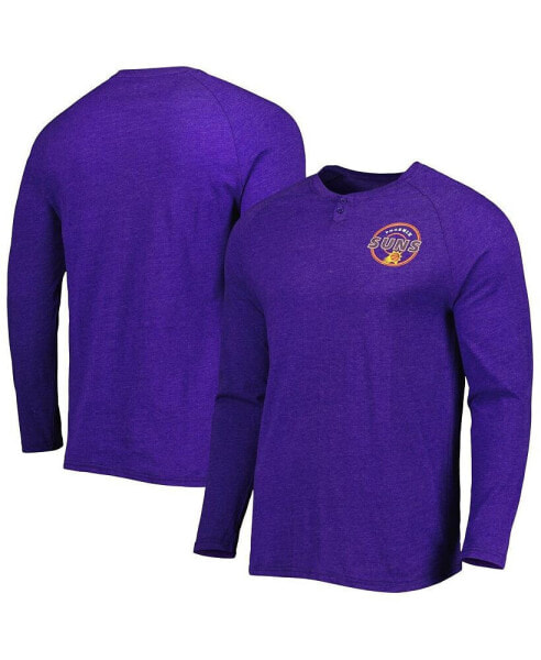 Men's Heathered Purple Phoenix Suns Left Chest Henley Raglan Long Sleeve T-shirt