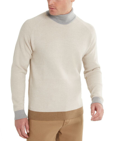 Men's Two-Tone Fold Over Turtleneck Sweater