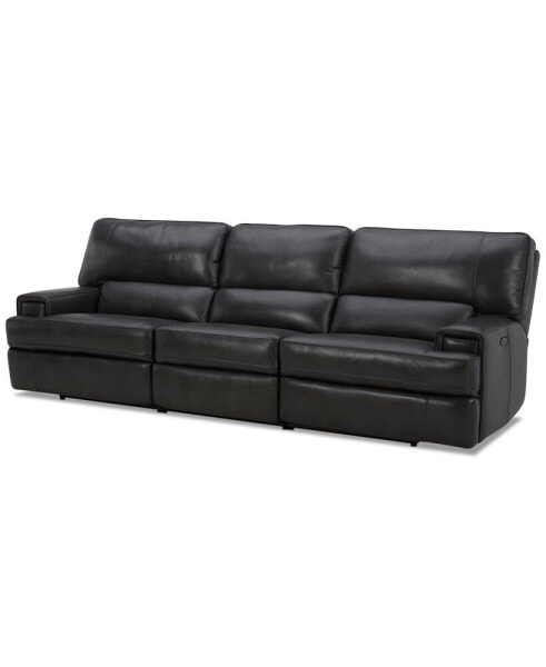Binardo 118" 3 Pc Zero Gravity Leather Sectional with 3 Power Recliners, Created for Macy's