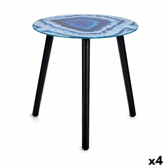 Журнальный стол Gift Decor Мрамор Синий Чёрный Стеклянный 40 x 41,5 x 40 см (4 штуки)