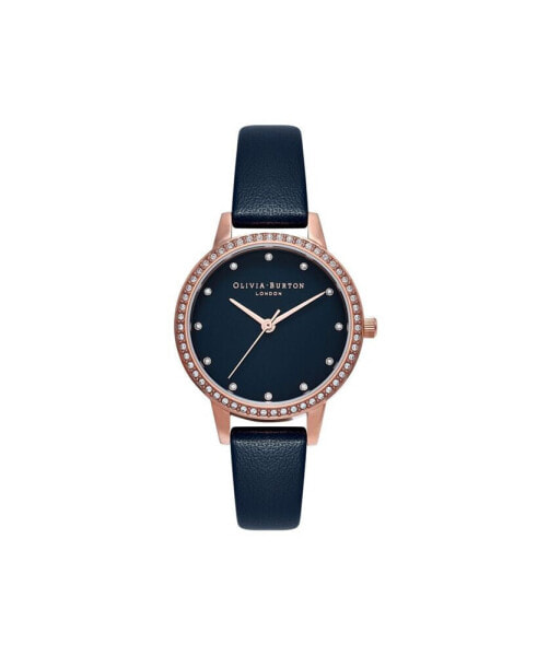 Women's Timeless Classic Navy Leather Strap Watch, 30mm