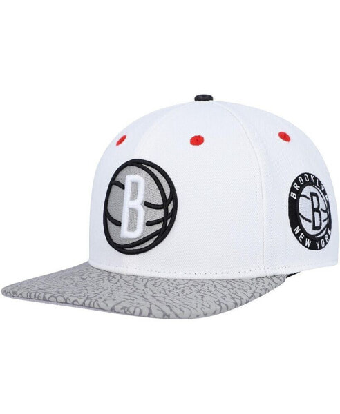 Men's White, Gray Brooklyn Nets Hook Elephant Snapback Hat