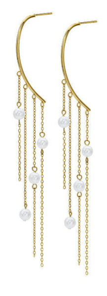 Luxury gold-plated earrings with pearls Lucina 23068G