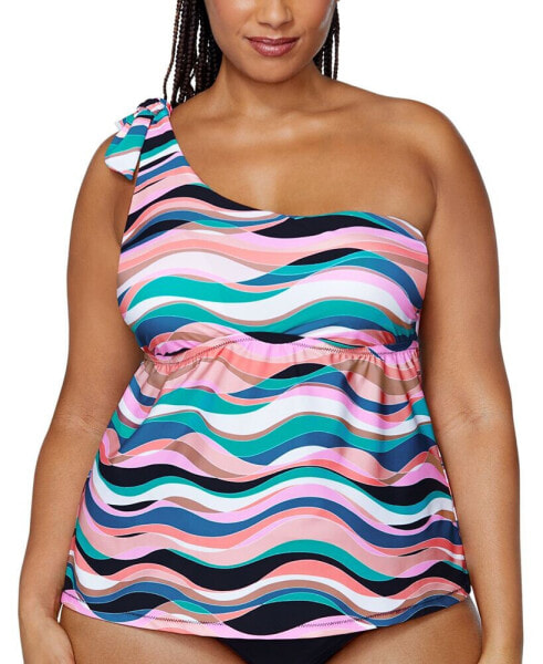 Trendy Plus Size Marita One-Shoulder Tankini Top