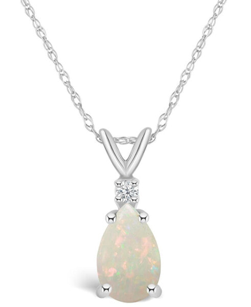 Opal (1/2 ct. t.w.) and Diamond Accent Pendant Necklace in 14K White Gold or 14K Gold