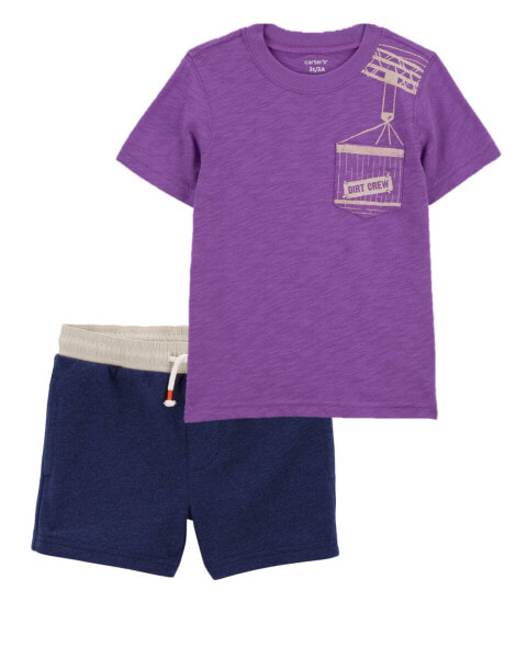 Toddler 2-Piece Pocket Graphic Tee & Pull-On Knit Shorts Set 5T