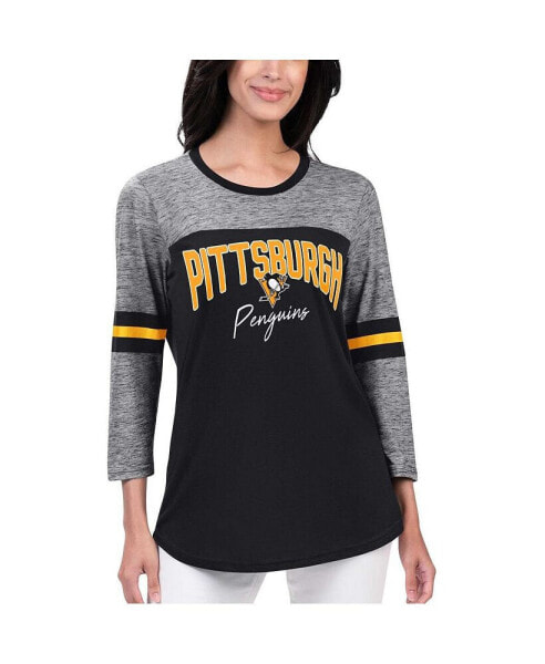Women's Black Pittsburgh Penguins Play The Game 3, 4-Sleeve T-shirt