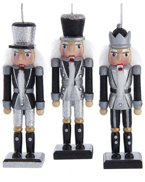 Kurt Adler 6In Wooden Nutcracker Christmas Ornaments (3 Assorted) Multicolor