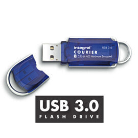 Integral 16GB Courier FIPS 197 Encrypted USB 3.0 - 16 GB - USB Type-A - 3.2 Gen 1 (3.1 Gen 1) - 140 MB/s - Cap - Blue - Silver