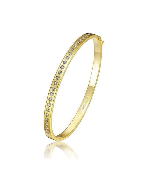 RA 14K Gold Plated Cubic Zirconia Bangle Bracelet