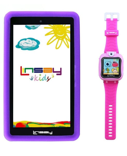 New 7" Kids Wi-Fi Tablet Bundle with 1.5 Kids Smart Watch Selfie Camera