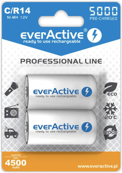 everActive EVHRL14-5000 - Rechargeable battery - Nickel-Metal Hydride (NiMH) - 1.2 V - 2 pc(s) - 5000 mAh - -20 - 50 °C