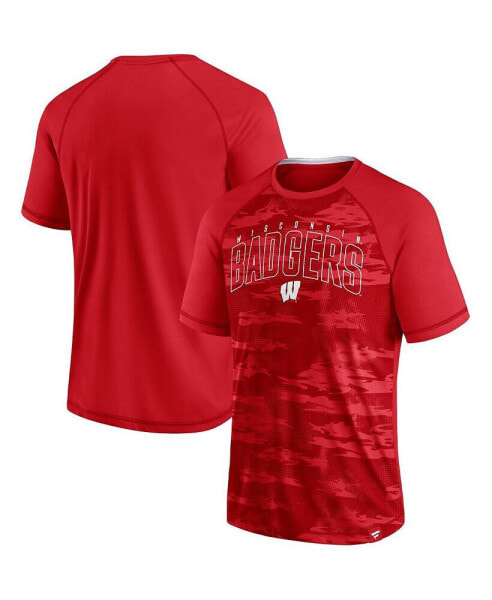 Men's Red Wisconsin Badgers Arch Outline Raglan T-shirt