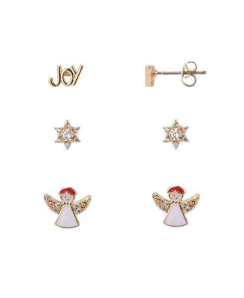 Star, Joy and Angel Trio Earring Set, 6 Pieces
