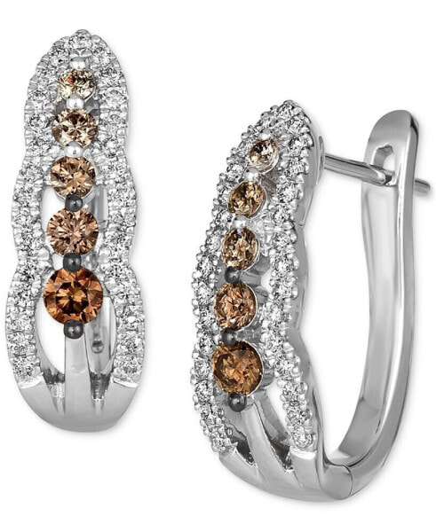 Couture® Chocolate Ombré & Vanilla Diamonds Hoop Earrings (5/8 ct. t.w.) in Platinum