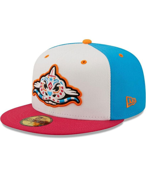 Men's White, Coral Pescados de Carolina Copa De La Diversion 59FIFTY Fitted Hat