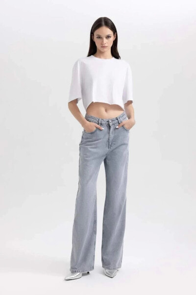 B0474 90s Wide Leg Jean Uzun Pantolon