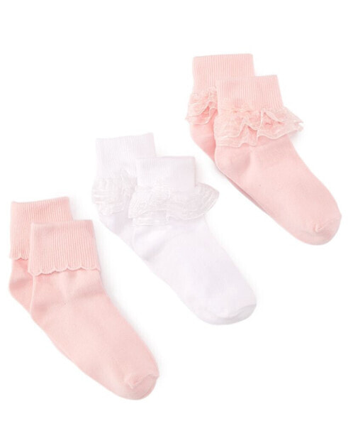 3-Pack Decorative Socks, Little Girls & Big Girls