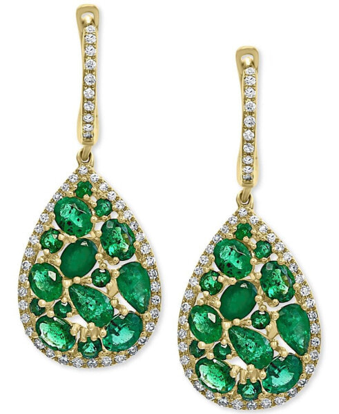 EFFY® Emerald (3-1/2 ct. t.w.) & Diamond (3/8 ct. t.w.) Drop Earrings in 14k Gold