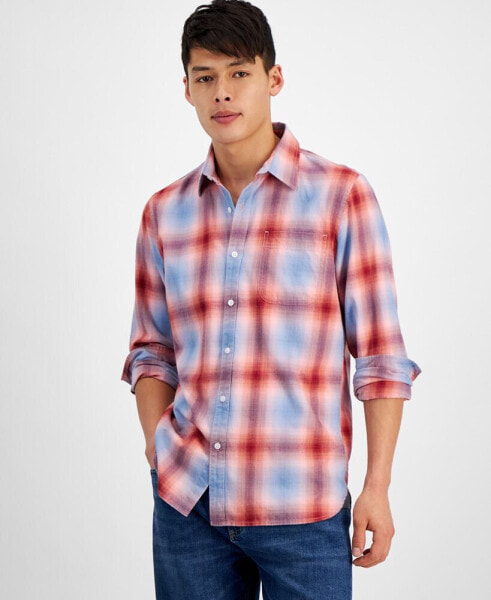 Men's Davi Long Sleeve Button-Front Plaid Shirt, Created for Macy's