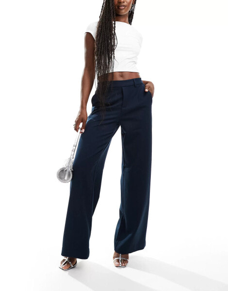 Object wide leg tailored trouser in navy