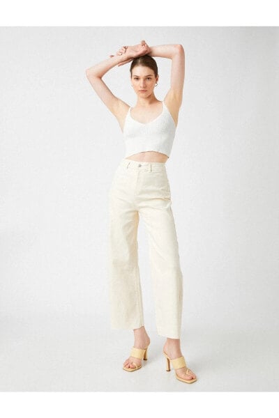 Crop Bol Paça Kot Pantolon - Culotte Jean