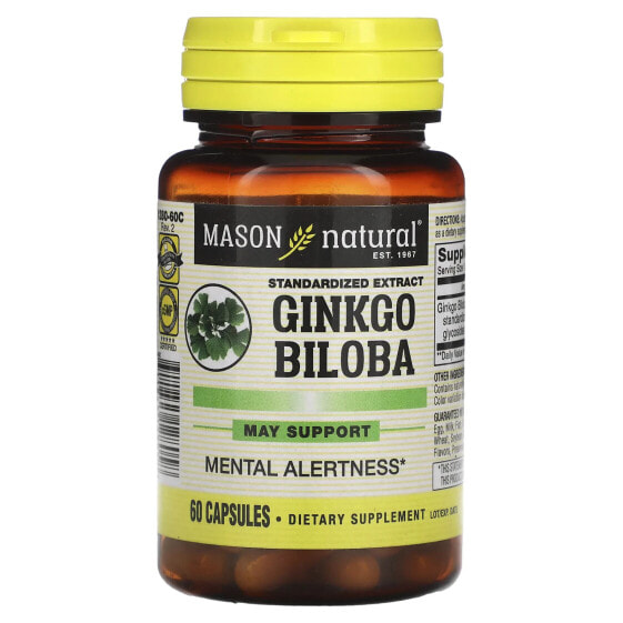 Ginkgo Biloba, Standardized Extract, 60 Capsules