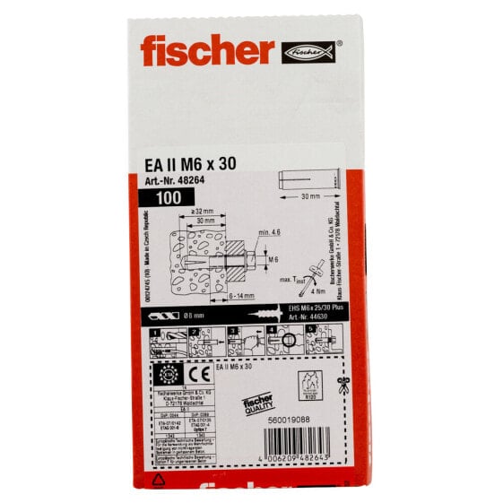 fischer EA II M6 - Concrete - Masonry - Zinc plated steel - Silver - M6 - 8 mm - 30 mm