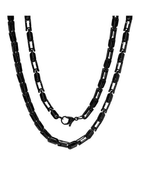 Men's black IP Plated Stainless Steel 24" Rounded Bicycle Link Chain Necklaces