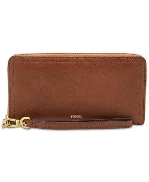 Logan Leather RFID Zip Around Wallet Wristlet