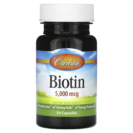 Витаминный препарат для здоровья кожи Carlson Biotin, 5,000 мкг, 50 капсул