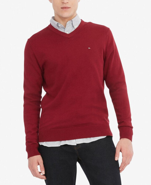 Men's Essential Solid V-Neck Sweater